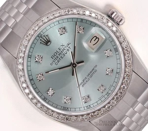 Rolex Datejust 36mm Stainless Steel Jubilee Diamond Bezel Ice Blue Diamond Dial - Picture 1 of 5