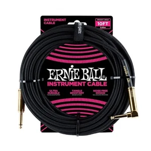 Ernie Ball 10' CHITARRA Intrecciata Inst Cavo Angolo Dritto Nero con Estremità Oro 6081 - Foto 1 di 7