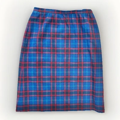 Vintage Pendleton Wool Tartan Plaid Pencil Skirt USA Made 60s 70s Dark Academia - Image 1 of 4