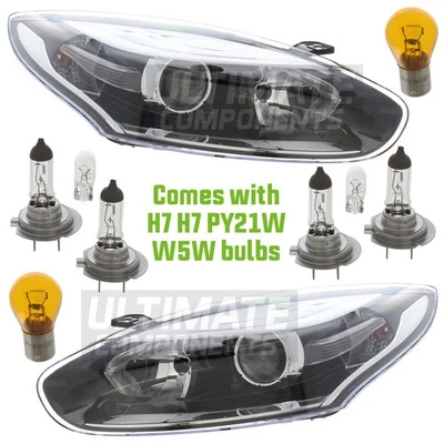 Renault Megane Mk3 Hatchback 2014-2016 Headlights Lamps Black 1 Pair With Bulbs - Image 1 of 2