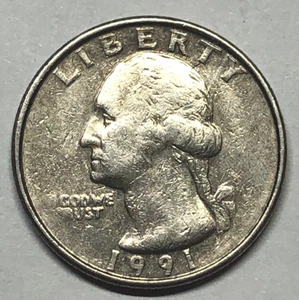 1991 WASHINGTON QUARTER ERROR - MISSING MINT MARK AND LETTERS WEAK STRIKE - Picture 1 of 7