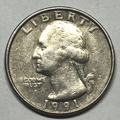 1991 WASHINGTON QUARTER ERROR - MISSING MINT MARK AND LETTERS WEAK STRIKE - Image 1 of 4
