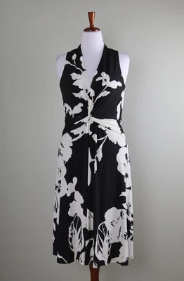 Vestido sin mangas midi WHITE HOUSE BLACK MARKET NUEVO CON ETIQUETAS $140 frente torcido línea A talla 10 Foto 1 de 4