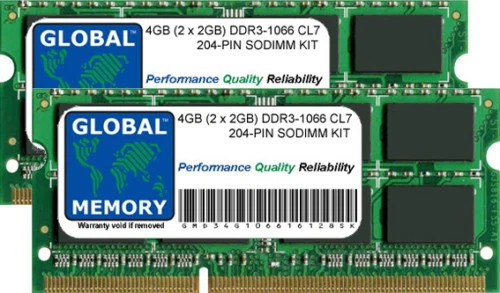 4GB (2 x 2GB) DDR3 1066MHz PC3-8500 204-PIN SODIMM INTEL IMAC & MAC MINI RAM KIT - Image 1 of 1