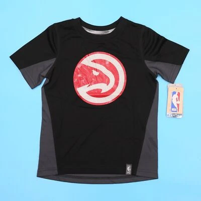 NBA Boys ATLANTA HAWKS T-Shirt Black Short-Sleeves Crew Neck Dri Tek Size: M 5/6 - Image 1 of 4