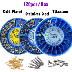 120Pcs Dental Screw Post Titanium Kit Gold/Silver Plated Conical Root Canal Pins - Picture 1 of 19