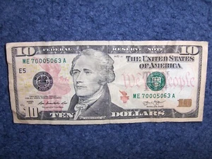 U.S. TEN DOLLAR NOTE WITH CRAZY 4-OF-A-KIND SERIAL NUMBER *FREE SHIPPING* - Picture 1 of 6