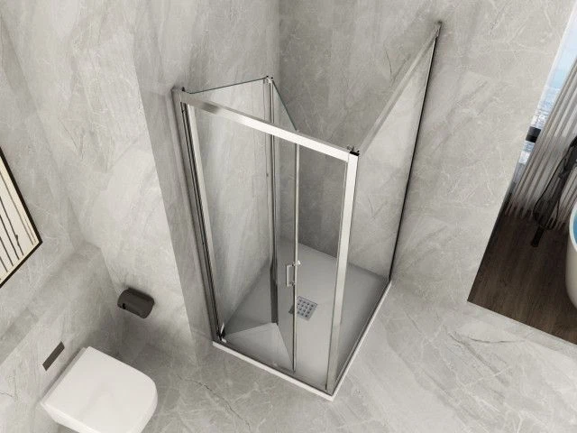 DOCCIABOX Box doccia in cristallo 6 mm - Fisso piu' porta a soffietto libro Trasparente...