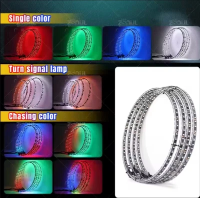 NUEVO 4 PIEZAS 12" Doble Fila RGBW Color LED Iluminado Anillo Rueda Kit Luces Llanta Foto 1 de 4