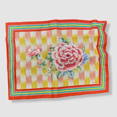 $33 Lisa Corti Red Veranda Design Linen Placemat Size 35 x 48 cm - Image 1 of 3