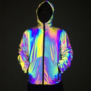 Colorful Reflective Hooded Jacket Luminous Coat DJ Bar Dancer Cosplay Costumes  - Picture 1 of 25