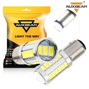 AUXBEAM 1157 2057 2357 LED Turn Signal Brake Reverse Parking Light Bulb White 2X - Picture 1 of 12