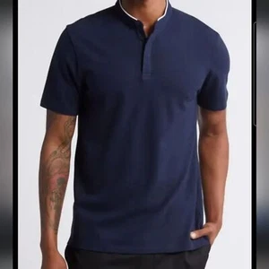 Open Edit Cotton Knit Henley In Navy Iris Size 2XL Men's - Picture 1 of 16