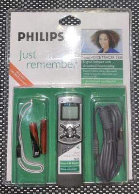 NEW Philips Voice Tracer 7655 Digital Voice Recorder 128MB Memory RECORD 66 Hrs - Image 1 of 2