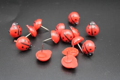 Red & Black Plastic Lady Bug Push Pins Tacks Thumbtacks Lot of 8 - Image 1 of 4