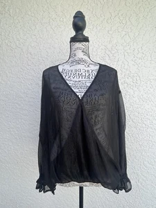All Saints Tops | Transparent Hattie Blouse Top, Black Size M - Picture 1 of 8