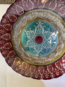 Türkische Kunst Glas 15,5" Herzstück Schale Topkapi Sammlung Rückseite Handbemalt - Bild 1 von 10