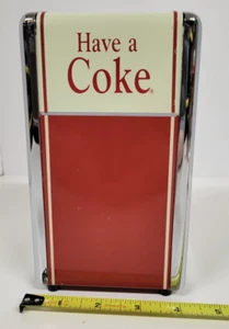 De colección 1992 "Have A Coke" Coca-Cola Soporte de servilletas de metal Dispensador de servilletas de papel - Imagen 1 de 10