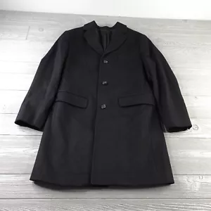 Peter Manning New York Fulton Wool Cashmere Black Luxury Topcoat Men's Size 4 - Picture 1 of 10