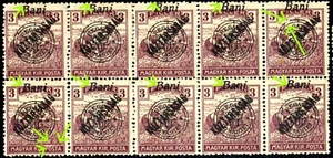 Romania Hungary 1919 ORADEA Har/K 3  Ist Ed.PLATE FLAW: "CVI"+ENGRAVING ERROR !! - Picture 1 of 7