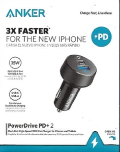 Anker 2-Port 20W USB-C + 15W USB-A Power Delivery Car Charger - Black - Picture 1 of 1