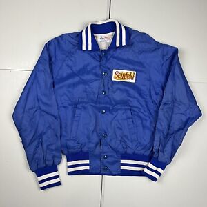 Vintage 90s Seinfeld Collared Nylon Bomber Jacket Blue S