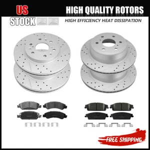 Front & Rear Drilled Rotors Brake Pads for Chevy GMC Silverado Sierra 1500 Yukon - Picture 1 of 6