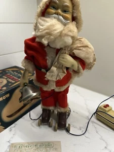 Vintage 1950's Alps Christmas Jolly Santa Claus Roller Skate/Ski w/Box - Picture 1 of 17