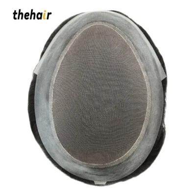 thehair Mens Toupee Human Hair Replacement System Fine Mono Thin Skin Hair #1B - Image 1 of 4