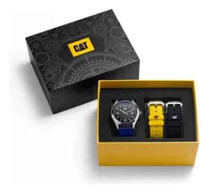 CAT Caterpillar H-Dial Men's Analog Watch Blue, Black and Yellow Straps SETQA136 - Picture 1 of 1