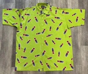 Vintage Coogi Down Under Blue Short Sleeve Button Down Shirt Men's Size 3XL Neon - Picture 1 of 12