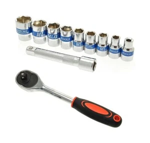 CHIAVE A CRICCHETTO REVERSIBILE 1/2 KIT 9 BUSSOLE ESAGONALI BUSSOLA DA 8 24 MM - Picture 1 of 2