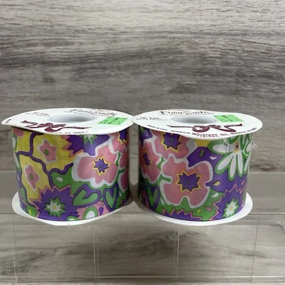 NEW Berwick Flora Satin Spring Floral Wild Craft Ribbon 2-3/4" x 50 YD Each - Image 1 of 4