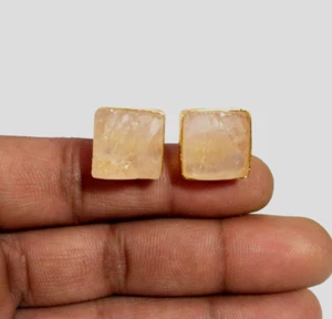 Stud Square Shap Earring Natural Rough Stone Gemstone Gift For Her. - Picture 1 of 44