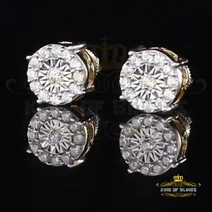 Yellow Silver 1.12ct Cubic Zirconia 925 Women's & Men's Hip Hop Square Earrings - Picture 1 of 12