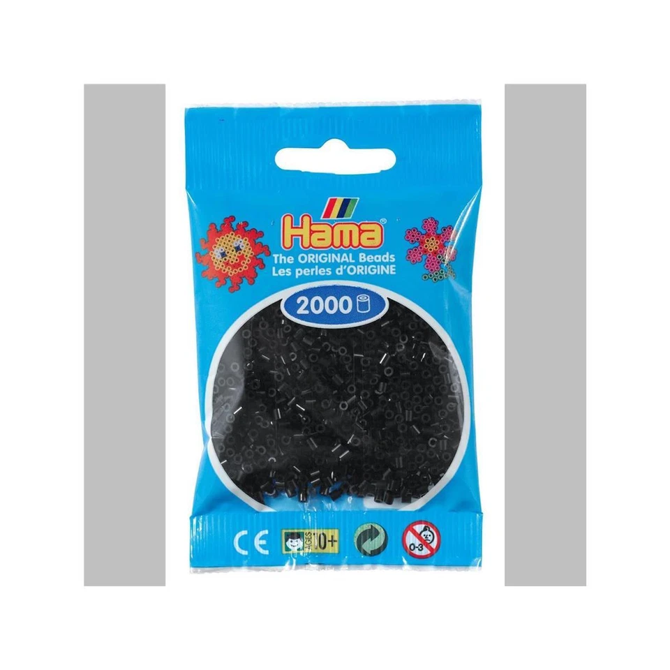 Hama 2000 Mini Bügelperlen 501-18 Schwarz Ø 2,5 mm Perlen Steckperlen Beads