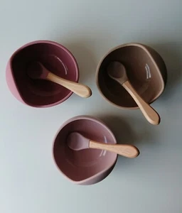 Baby & Toddler Bowl with Suction Food Grade Silicone with Free Matching Spoon - Picture 1 of 6