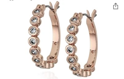 $48 Kate Spade CÍRCULO COMPLETO Tono Oro Rosa Brillante Pavé Cristal Aro Pendientes JS4 Foto 1 de 4