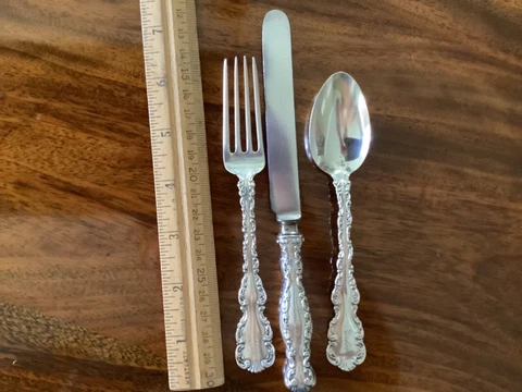 ANTIQUE GORHAM  LOUIS XV STERLING 3 PIECE YOUTH FLATWARE Cover