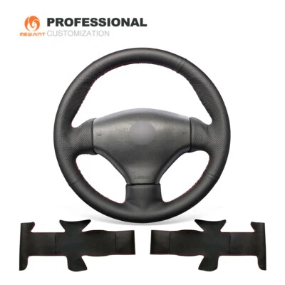 Black Soft Genuine Leather Steering Wheel Cover for Peugeot 206 2003 206 CC 2005 - image 1 of 4