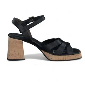 Paul Green Sandalen schwarz Leder Kork Blockabsatz Größe EU 4,5 / US 7 - Bild 1 von 7