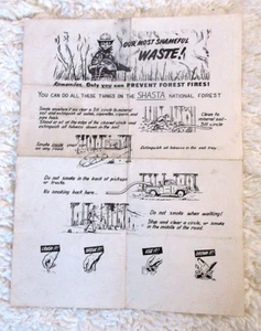 Vintage 1950 Smokey Bear Only You Can Prevent Forest Fires Shasta Natl. Forest - Picture 1 of 3