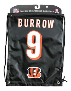 Joe Burrow #9 Cincinnati Bengals Player Jersey Drawstring Backpack Bag NFL Black - Picture 1 of 1