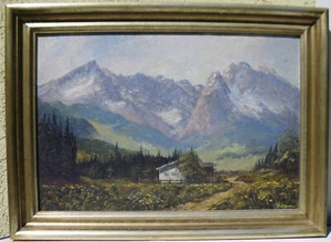 Ölgemälde gerahmt,Maler "Treff Korn"; Stilvolle Alpenlandschaft  - Bild 1 von 2