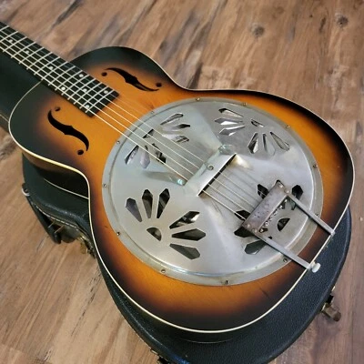 Guitarra Resonadora Acústica Dobro Modelo 25 Cuello Redondo Finales 1930 Reproductor de Baja Acción Foto 1 de 4