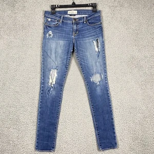Jeans Abercrombie bambini ragazze 16 carini elasticizzati invecchiati skinny denim buchi usura - Foto 1 di 12