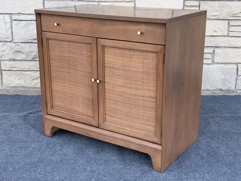 Mid Century Modern Ethan Allen Baumritter Birchcraft 32” Cane Door Cabinet Cover
