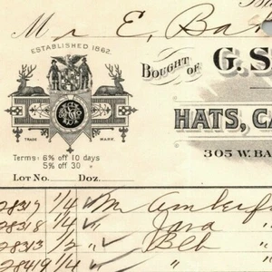 1898 Briefpapier Billhead G.S. Howser & Co. Strohwaren Baltimore Ephraim Baker* - Bild 1 von 3
