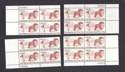 Set of 4 US Stamp Plate Block 4 Scott#1772 15c 1979 Year of Child see note P#s - Image 1 of 2