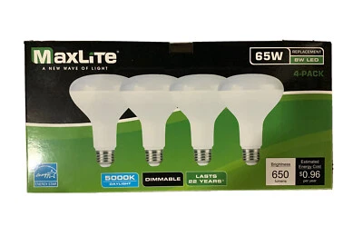 4 Maxlite BR30 LED Daylight Directional Light Bulb 8-Watt 65 Watt 5000K E26 - Image 1 of 2